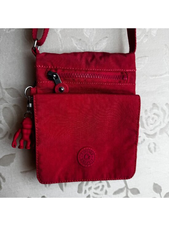 Kipling Handbags - Kipling Red Eldorado Small Crossbody Wallet Purse With Monkey Charm